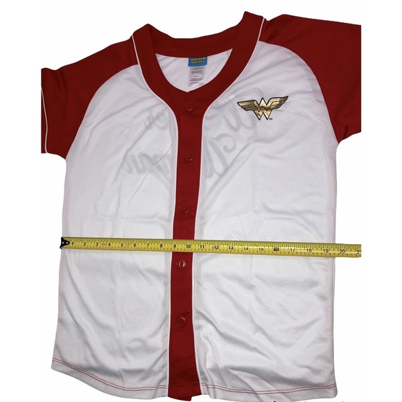 DC Comics Wonder Woman Baseball Jersey Raglan Button Down Licensed JRS Medium - Picture 5 of 12